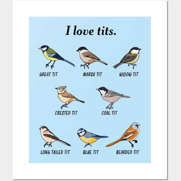 I love tits birdwatching bird lover Gift Wall Art by qwertydesigns